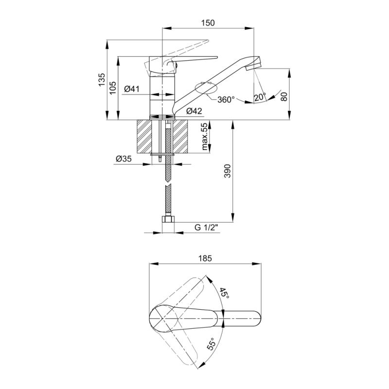 Змішувач для кухні Lidz Nicole 002M (k35) LDNIC002MCRM21879 Chrome — фото 2