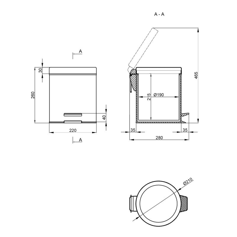 Відро для сміття Lidz Oreo 0105 5 л LDORE0105CRM22254 Chrome — фото 2