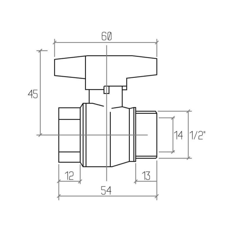 Кран кульовий Rastelli Nova Plus 1/2