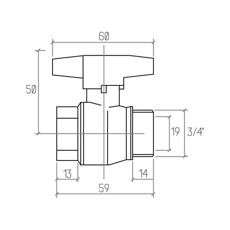 Кран кульовий Rastelli Nova Plus 3/4