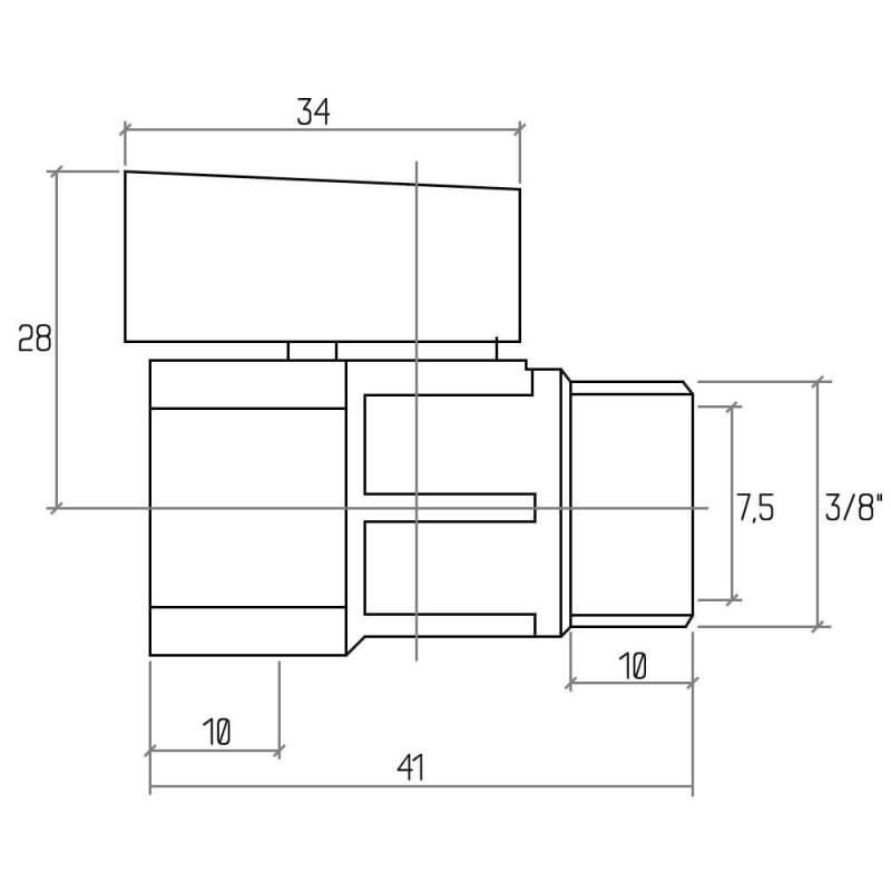 Кран кульовий Rastelli MINI 3/8