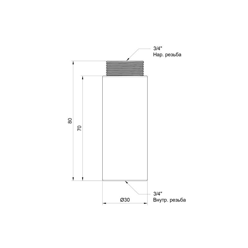 Подовжувач Thermo Alliance Standart 70х3/4" хром SD1302070 — фото 2