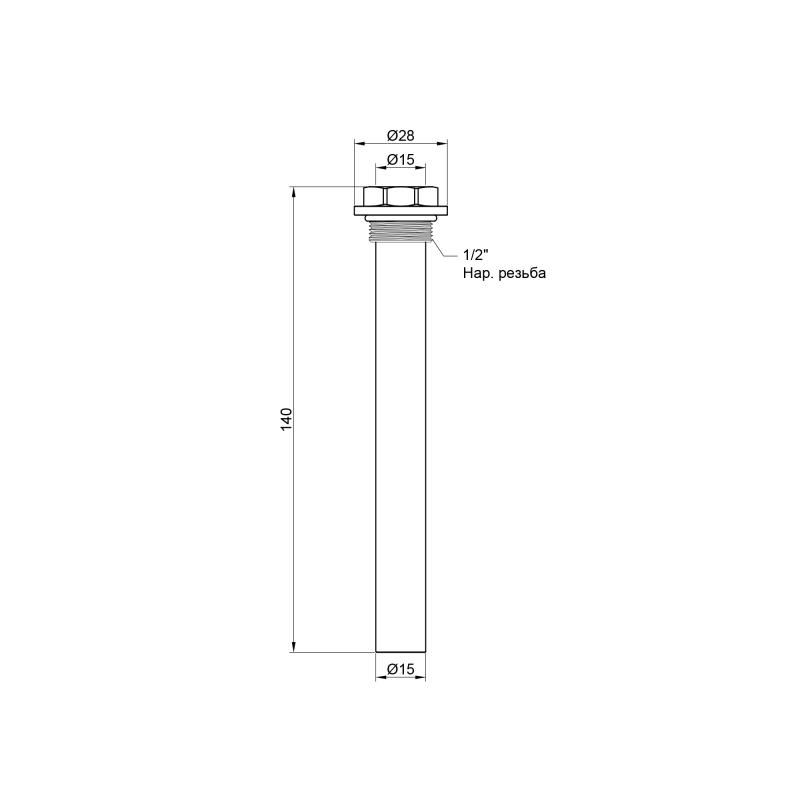 Штуцер для виносного давача Thermo Alliance Standart 140х13х1/2" SD256W15 — фото 2