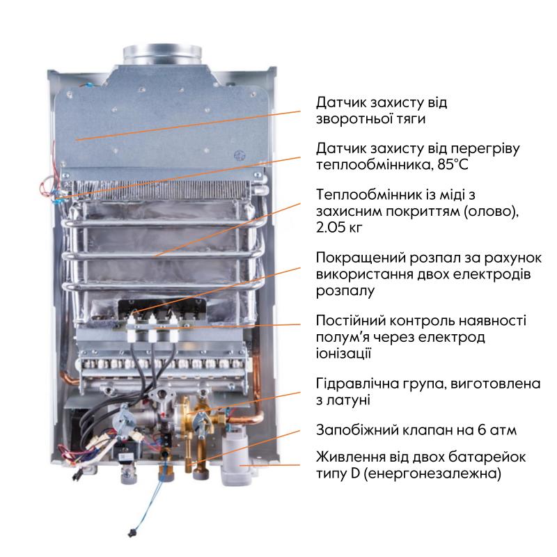 Колонка газова димохідна Thermo Alliance JSD20-10GC 10 л панель скляна з малюнком гори — фото 8