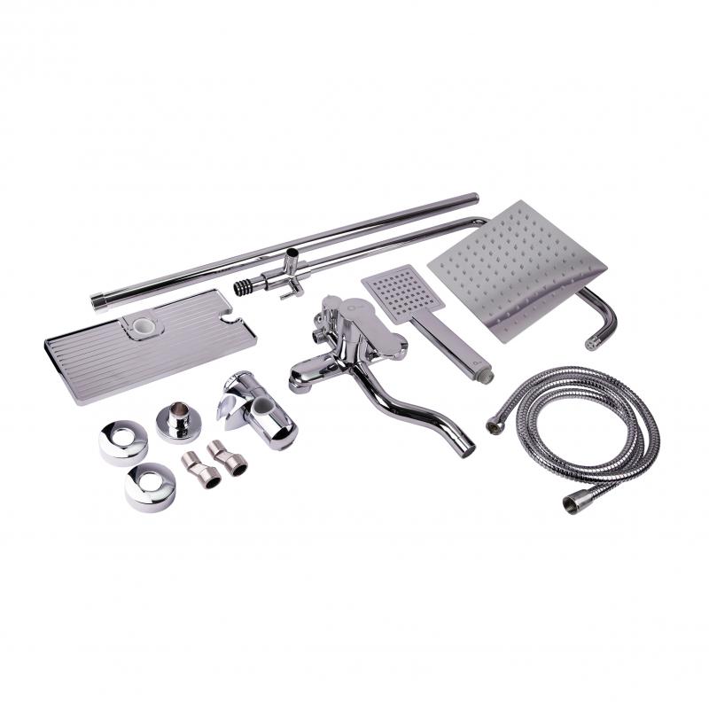 Душова система універсальна Qtap Plava на три споживачі (з виливом) з полицею QT1005CRM Chrome — фото 10