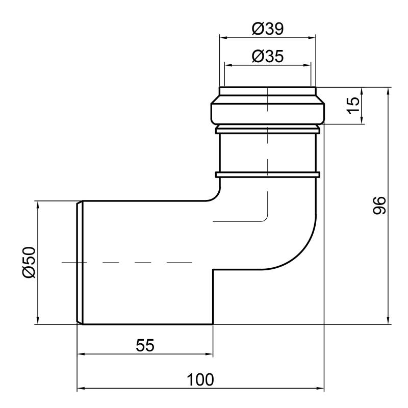 Редукція каналізаційна TA Sewage 50х32 кутова — фото 2