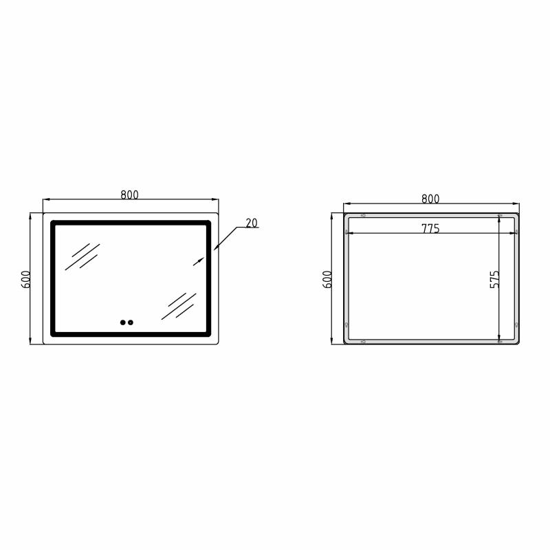 Дзеркало Qtap Mideya (DC-F908) 800х600 з LED-підсвічуванням Touch, з димером QT2078F908W — фото 2