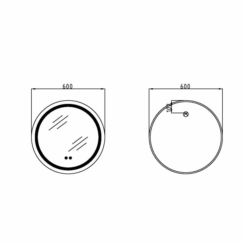 Дзеркало Qtap Mideya R600 з LED-підсвічуванням Touch, з антизапотіванням, димером QT2078F803W — фото 2