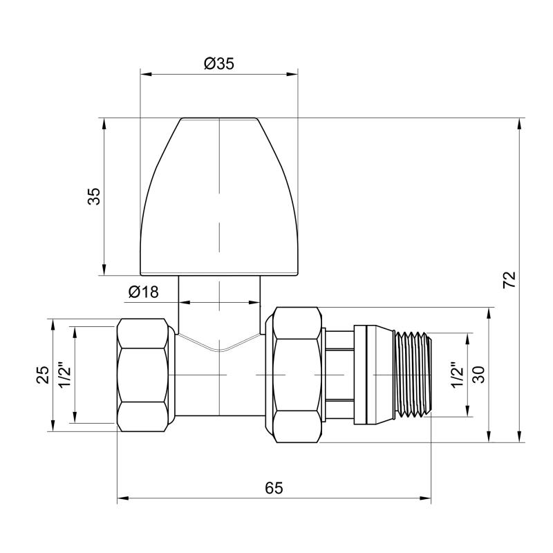 Кран радіаторний Thermo Alliance Base 1/2" ВЗ з антипротіканням прямий SD226W15 — фото 2