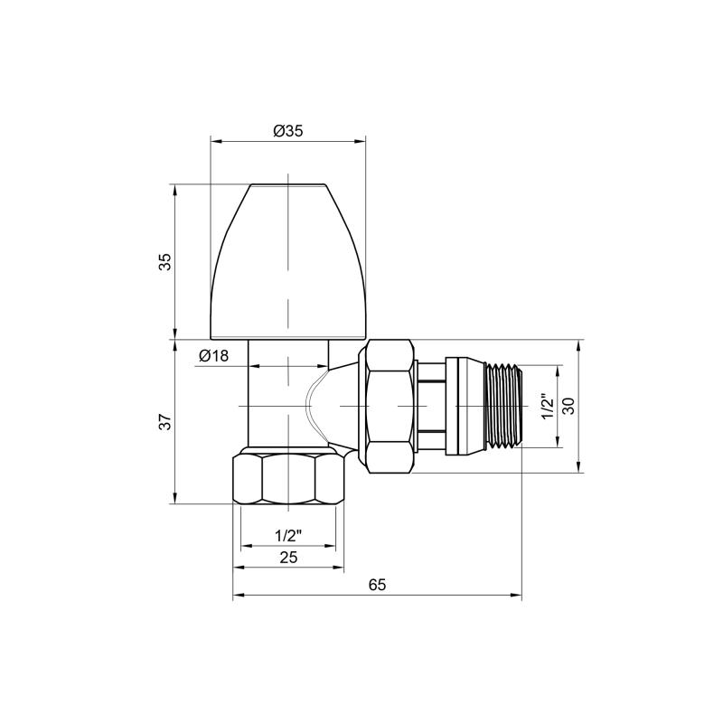 Кран радіаторний Thermo Alliance Base 1/2" ВЗ з антипротіканням кутовий SD228W15 — фото 2