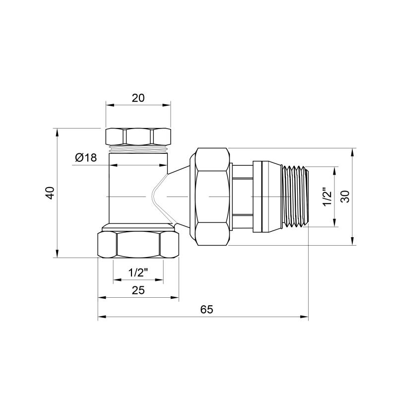 Кран радіаторний Thermo Alliance Base 1/2" ВЗ з антипротіканням кутовий SD229W15 — фото 2