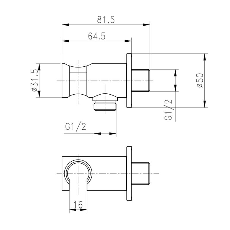 Підключення з тримачем для шланга Qtap Spojeni округле QTCRMBH030 Chrome — фото 2