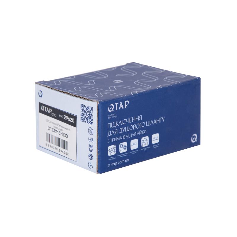 Підключення з тримачем для шланга Qtap Spojeni прямоугольне QTCRMBH130 Chrome (Fixsit) — фото 5