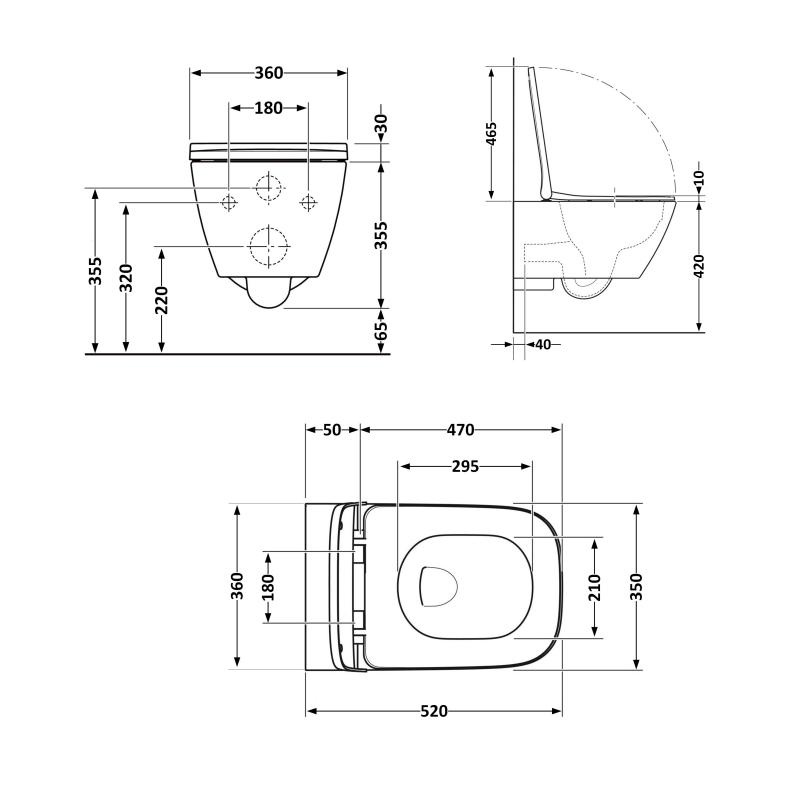 Унітаз підвісний Qtap Crow Rimless безобідковий з сідінням Soft-close QT05335170W — фото 2