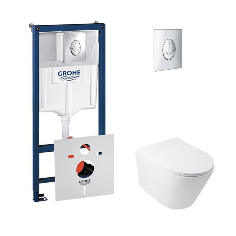 Набір інсталяція 4 в 1 Grohe Rapid SL 38721001 + унітаз з сидінням Qtap Swan QT16335178W