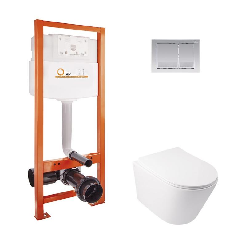Набір Qtap інсталяція Nest M425-M06CRM + унітаз з сидінням Swan QT16335178W