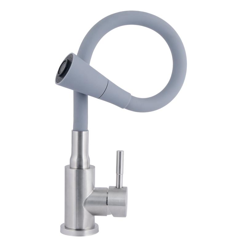 Змішувач для кухні Lidz Aria 015F31 з гнучким виливом (k35) LDARI015F31GNK31871 Grey / Nickel — фото 3
