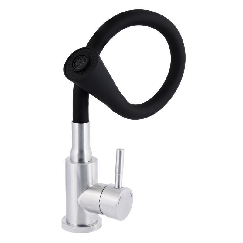 Змішувач для кухні Lidz Aria 015F31 з гнучким виливом (k35) LDARI015F31BNK31872 Black / Nickel — фото 3