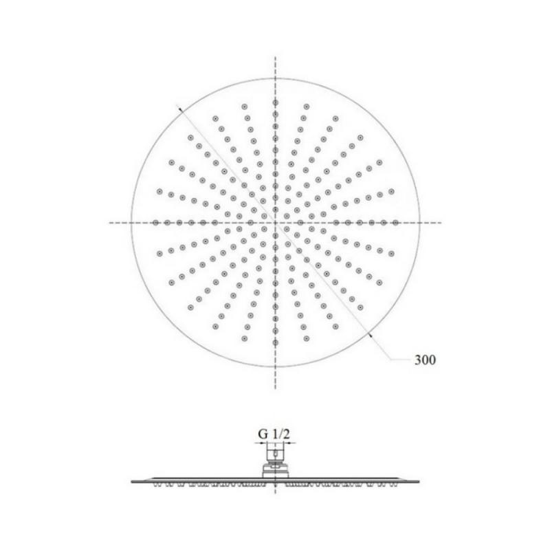 Лійка для верхнього душу Лейки Lidz Лейка 130 300 мм округла LDNIA130NKS32451 Chrome — фото 2