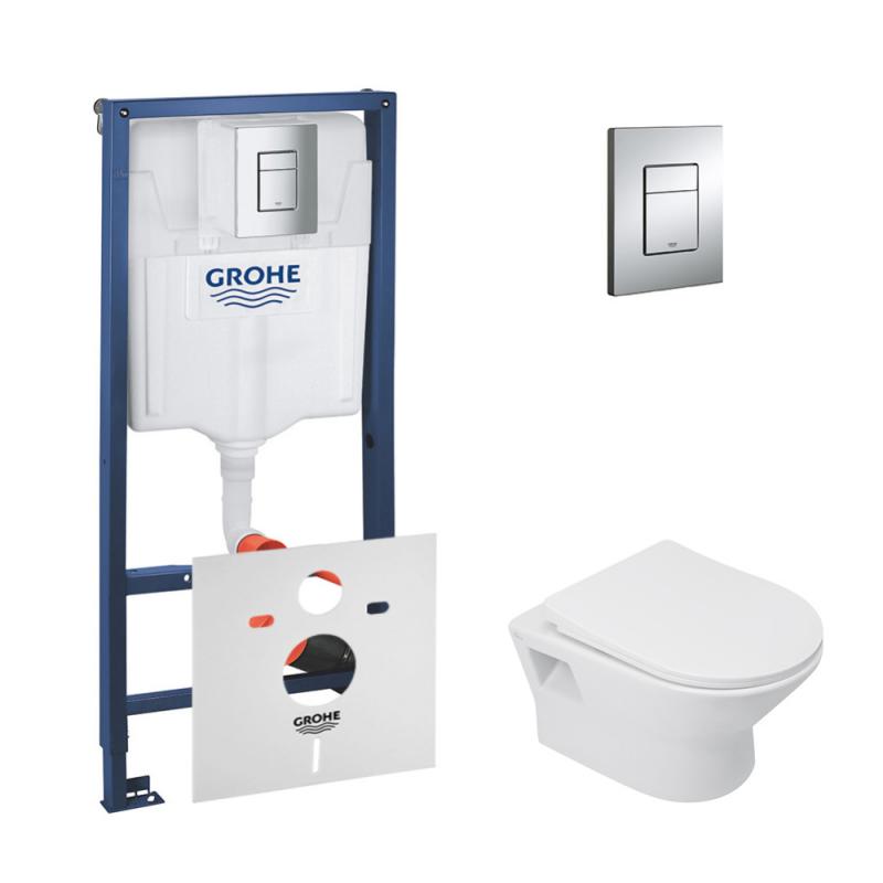 Набір інсталляція 4 в 1 Grohe Rapid SL 38772001 + унітаз з сидінням Qtap Lark QT0331159W