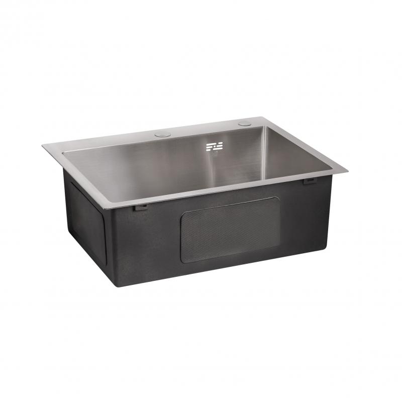 Мийка для кухні інтегрована Lidz Handmade H6050 (LDH6050BRU35371) Brushed Steel 3,0/1,0 мм — фото 4