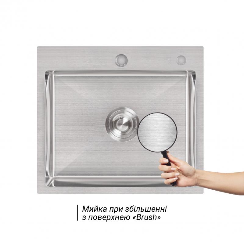 Мийка для кухні інтегрована Lidz Handmade H5045 (LDH5045BRU35383) Brushed Steel 3,0/1,0  мм — фото 3