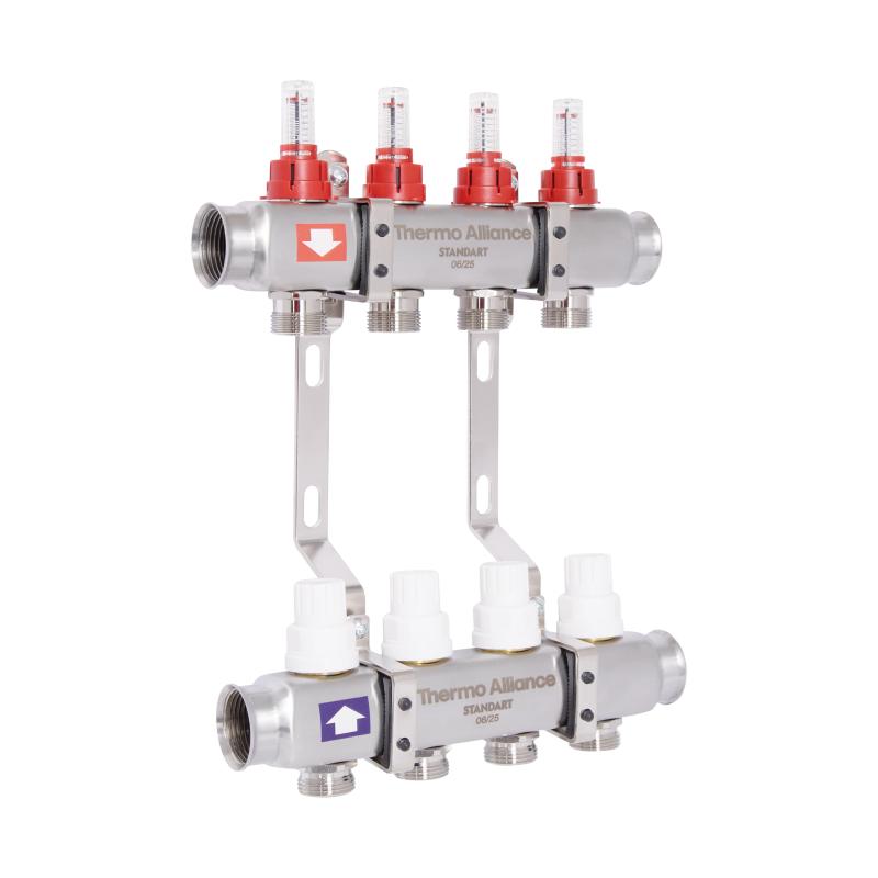 Колектор з витратомірами Thermo Alliance Standart 1" 4 виходи SD0044 — фото 3