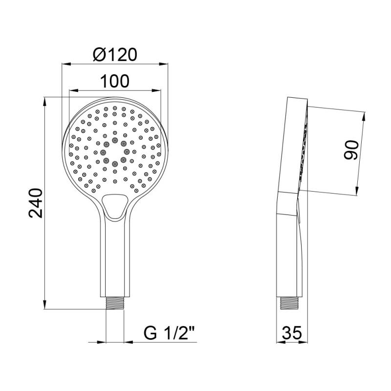 Лійка для ручного душу Qtap Rucni 120 мм округла QTRUCA120O3KBB Black Matt — фото 2