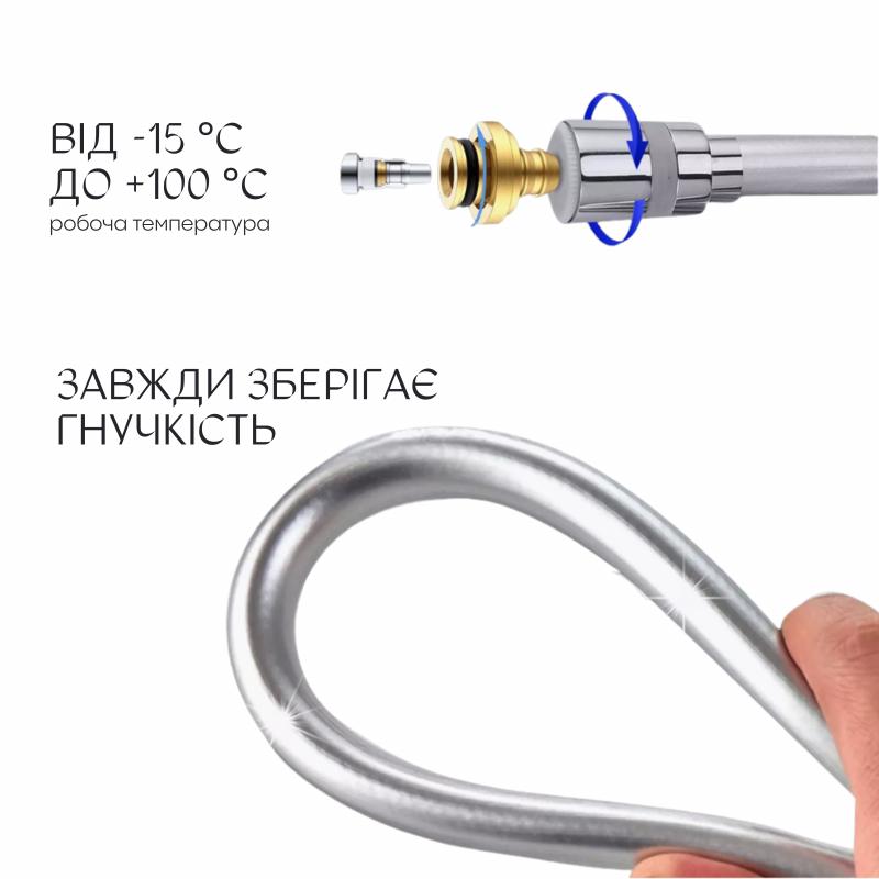 Шланг для ручного душу Qtap Hadice 1200 мм QTHADPVC120C Chrome — фото 4