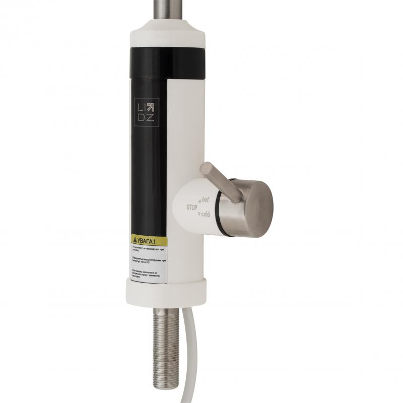 Проточний кран-водонагрівач кухонний для кухні Lidz Warm 059 LDWAR059WNK35878 White / Nickel — фото 4