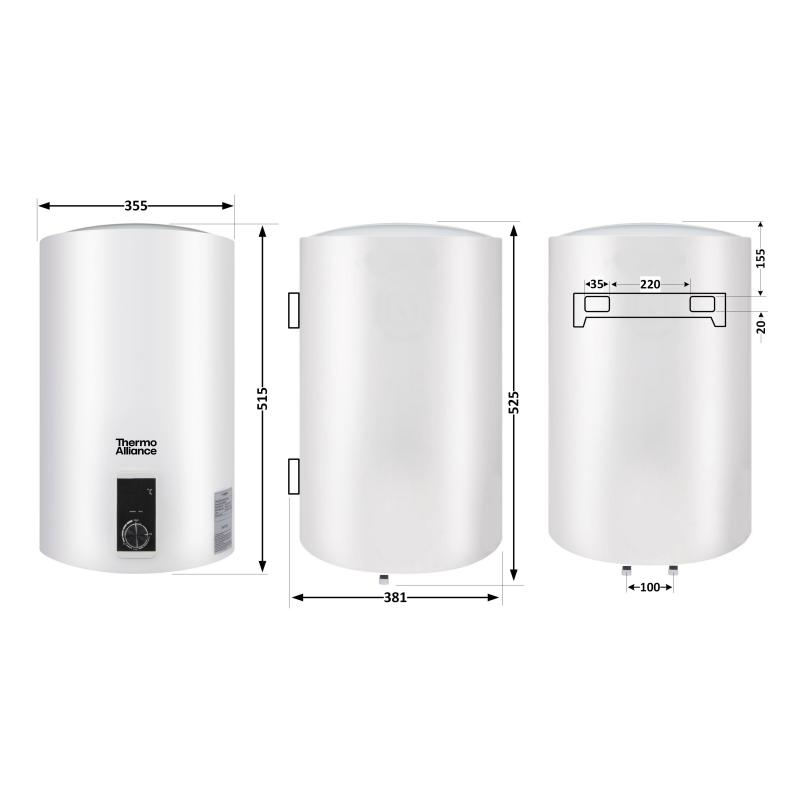Водонагрівач електричний Thermo Alliance 30 л вертикальний, сухий ТЕН 1,6 кВт D30V16J1(D)K — фото 2