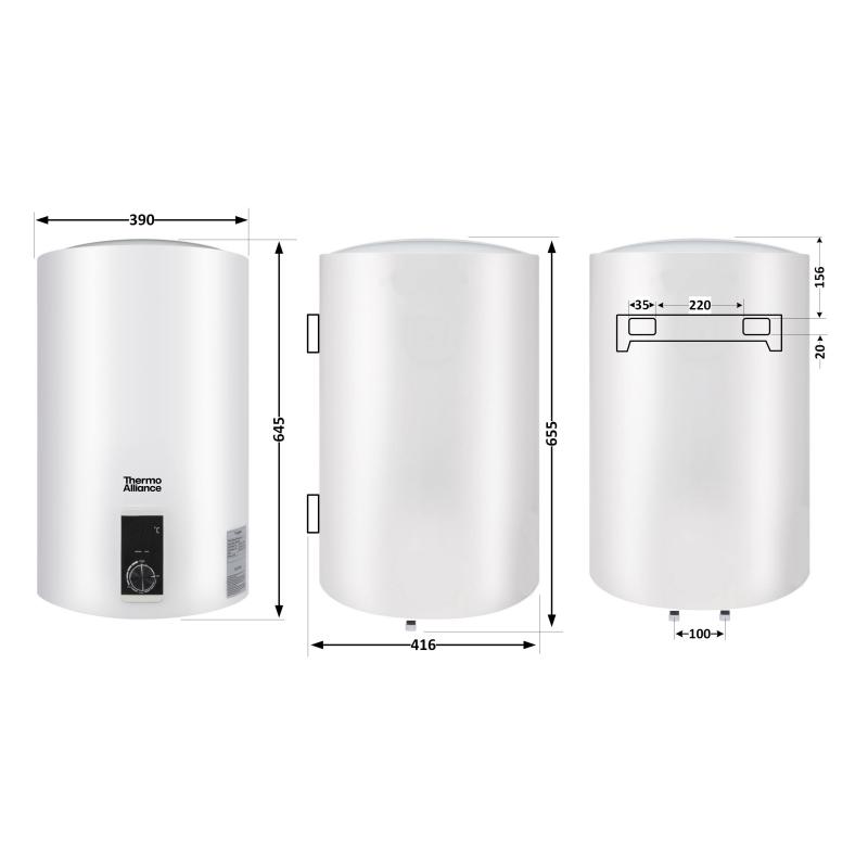 Водонагрівач електричний Thermo Alliance 50 л вертикальний, сухий ТЕН 2,0 кВт D50V20J2(D)K — фото 2
