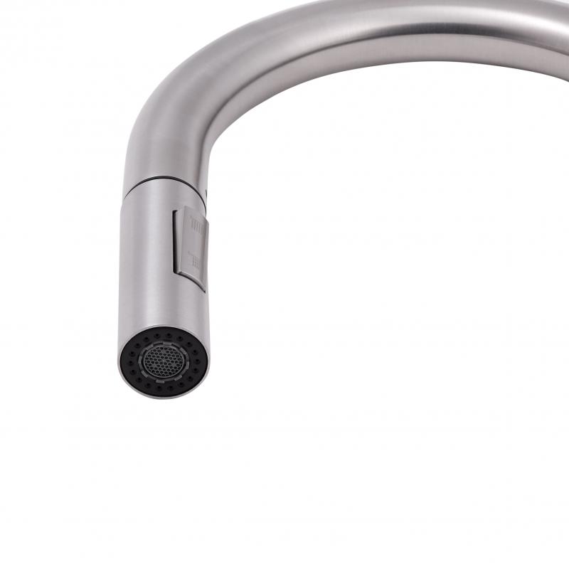 Змішувач для кухні Qtap Lenicka з висувним виливом QTLEN9138103UN Brushed Nickel PVD — фото 4