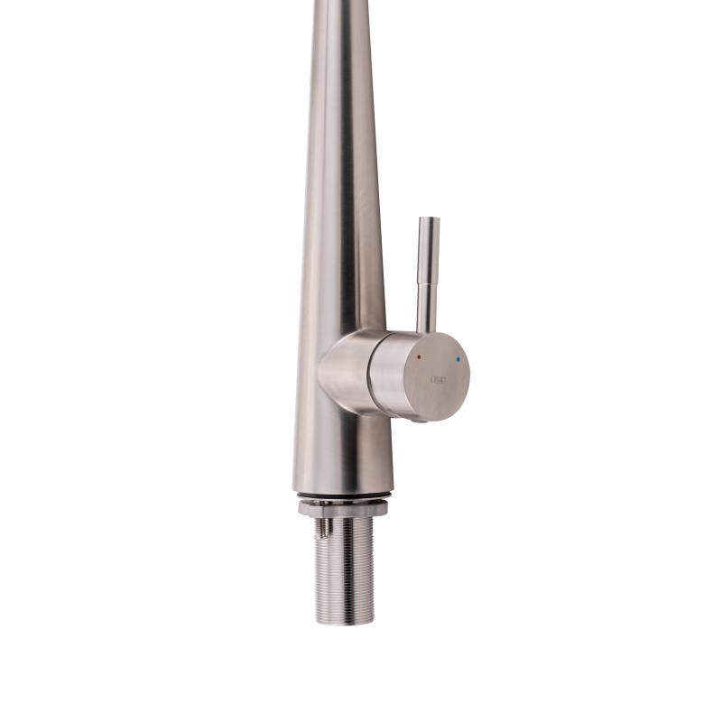 Змішувач для кухні Qtap Evicka з висувним виливом QTEVI91103UN Brushed Nickel PVD — фото 4