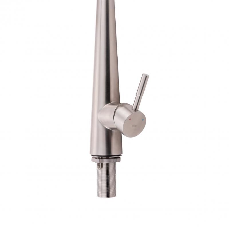 Змішувач для кухні Qtap Evicka з висувним виливом QTEVI91103UN Brushed Nickel PVD — фото 5