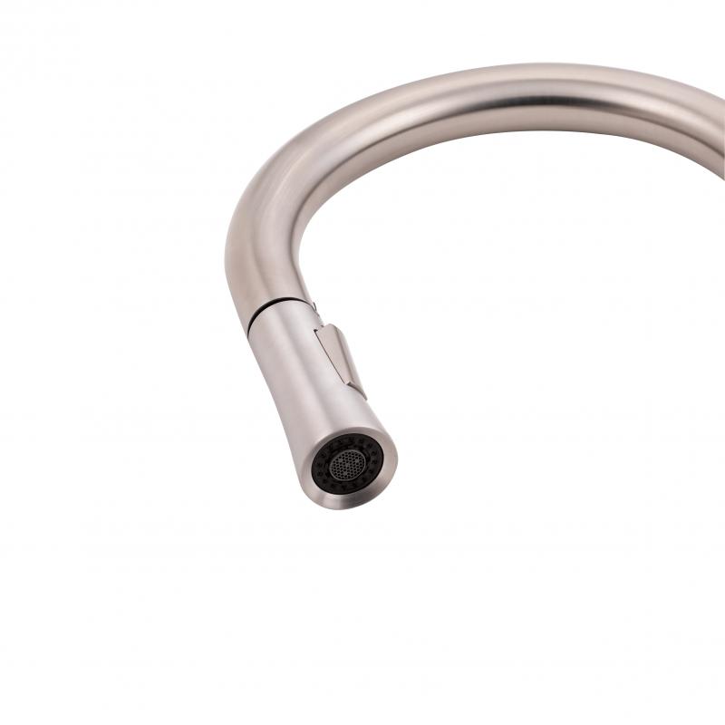 Змішувач для кухні Qtap Evicka з висувним виливом QTEVI91103UN Brushed Nickel PVD — фото 6