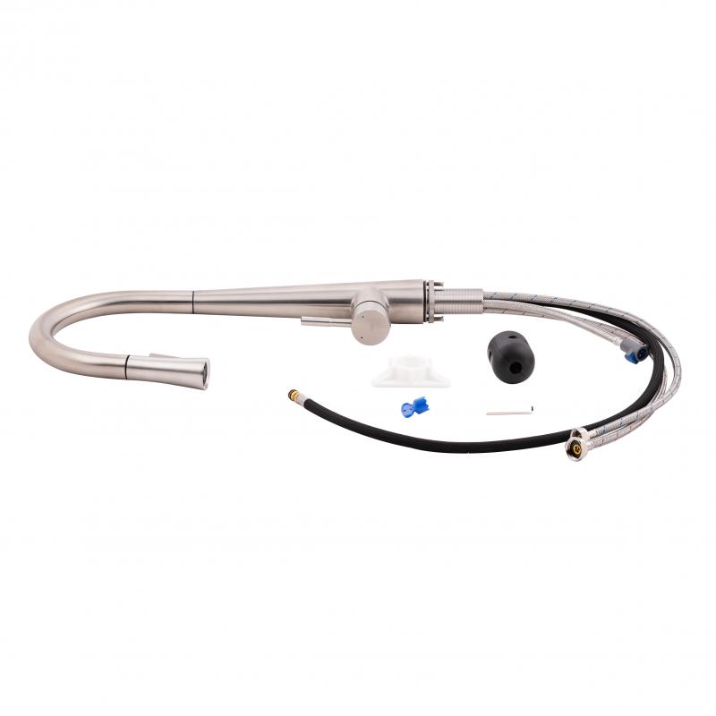 Змішувач для кухні Qtap Evicka з висувним виливом QTEVI91103UN Brushed Nickel PVD — фото 8