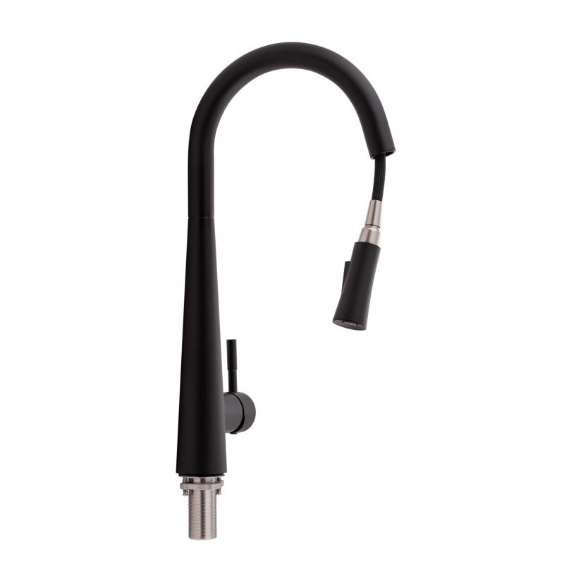Змішувач для кухні Qtap Evicka з висувним виливом QTEVI9135103UB Black Matt — фото 3