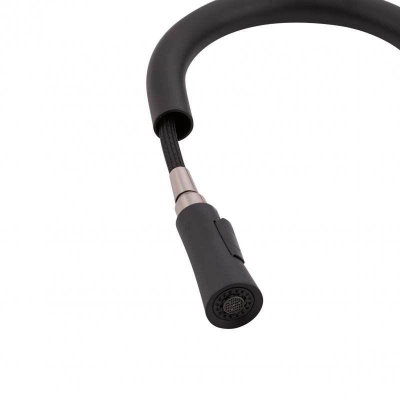Змішувач для кухні Qtap Evicka з висувним виливом QTEVI9135103UB Black Matt — фото 7