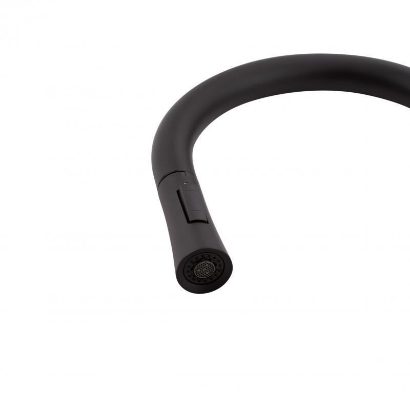 Змішувач для кухні Qtap Baruska з висувним виливом QTBAR9137103UB Black Matt — фото 6