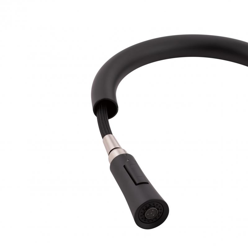 Змішувач для кухні Qtap Baruska з висувним виливом QTBAR9137103UB Black Matt — фото 7