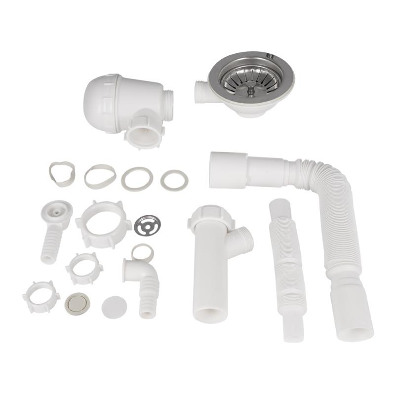 Сифон для кухонної мийки Lidz (WHI) 60 08 E001 01 ECO з круглим переливом (вихід 50 мм) — фото 3