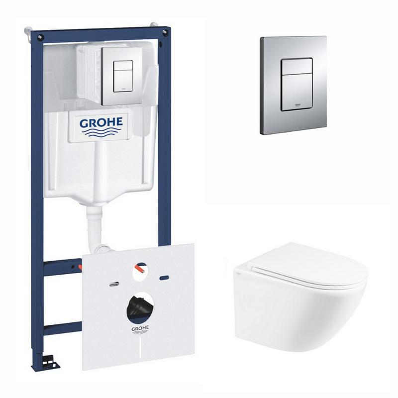 Набір інсталяція 5 в 1 Grohe Rapid SL 38827000 + унітаз з сидінням Qtap Robin QT1333046ENRW