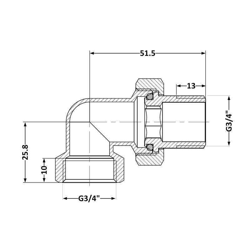 Згін-американка Thermo Alliance Base 3/4"ВЗ нікель, кутовий SD191W20 — фото 2