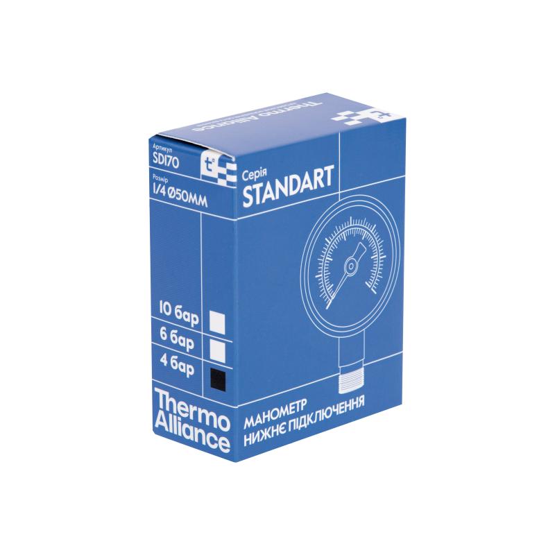 Манометр Thermo Alliance Standart 50 мм 1/4", нижнє підмикання SD1704B — фото 7