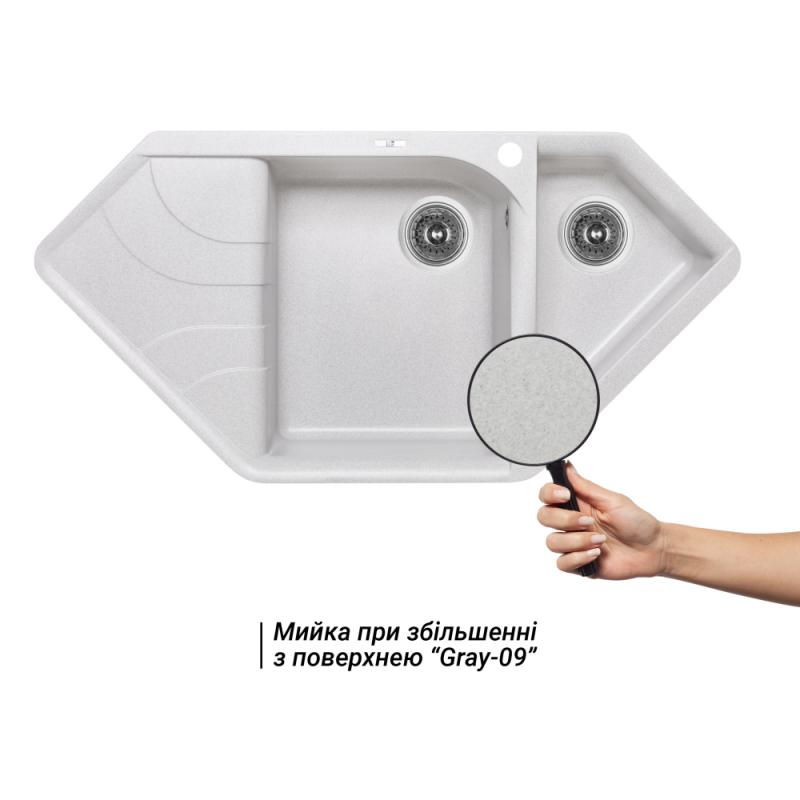 Кухонна мийка з додатковою чашею Lidz 1000x500/225 GRA-09 (LIDZGRA091000500225) — фото 3