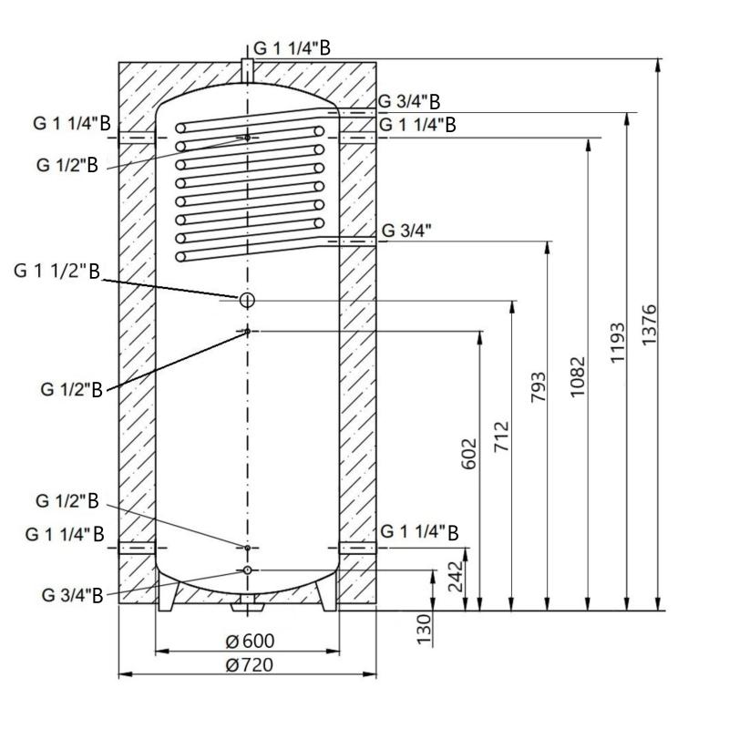 Теплоакумулятор Thermo Alliance TAI-10 350 з теплообмінником 1,4 кв. м з ізоляцією 60 мм — фото 2