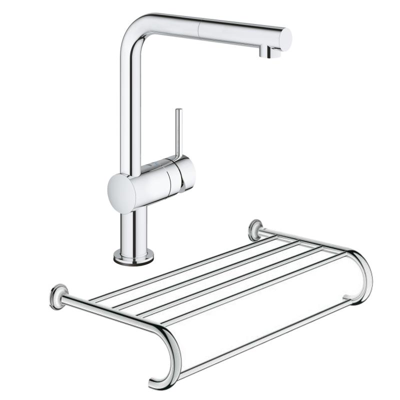 Набор Grohe змішувач для кухні сенсорний Minta Touch 31360001 + полиця для рушників Essentials Authentic 40660001