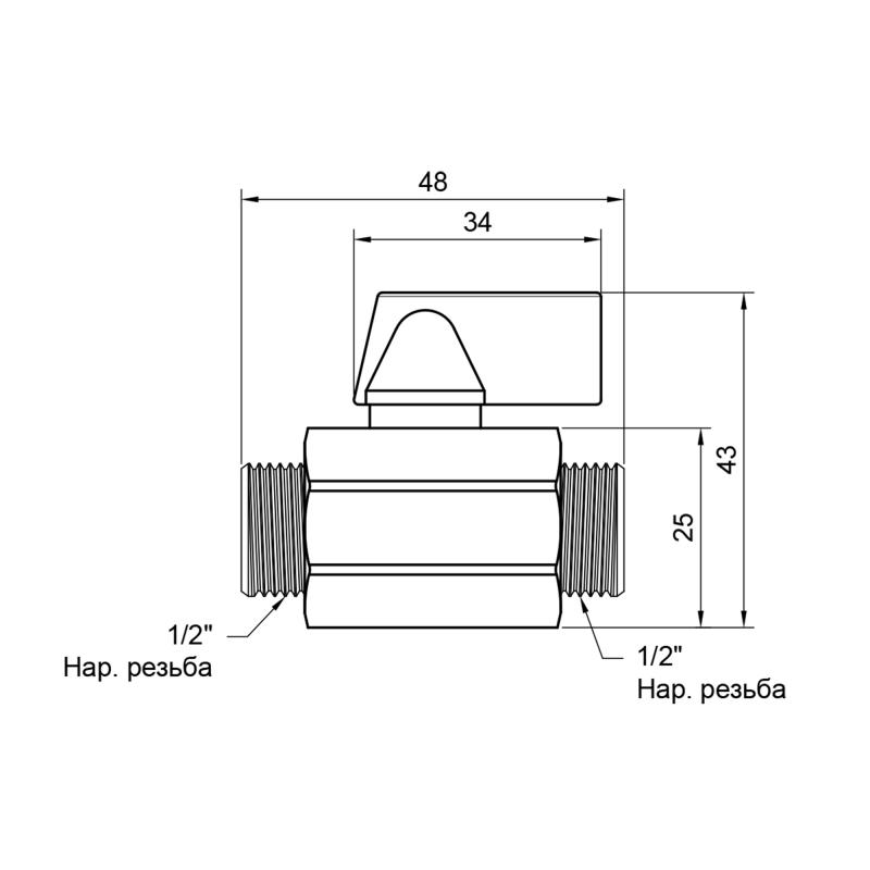 Кран кульовий Thermo Alliance Standart "Mini" 1/2" ЗР SD189W15 — фото 2