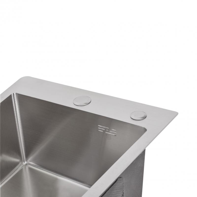 Мийка для кухні інтегрована Lidz Handmade H4050 (LDH4050BRU39258) Brushed Steel 3,0/1,0 мм — фото 6